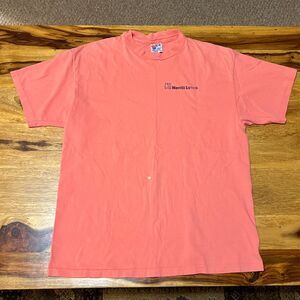 Vintage Merrill Lynch Salmon T-Shirt Mens L Single Stitch Hanes Beefy-T USA Made